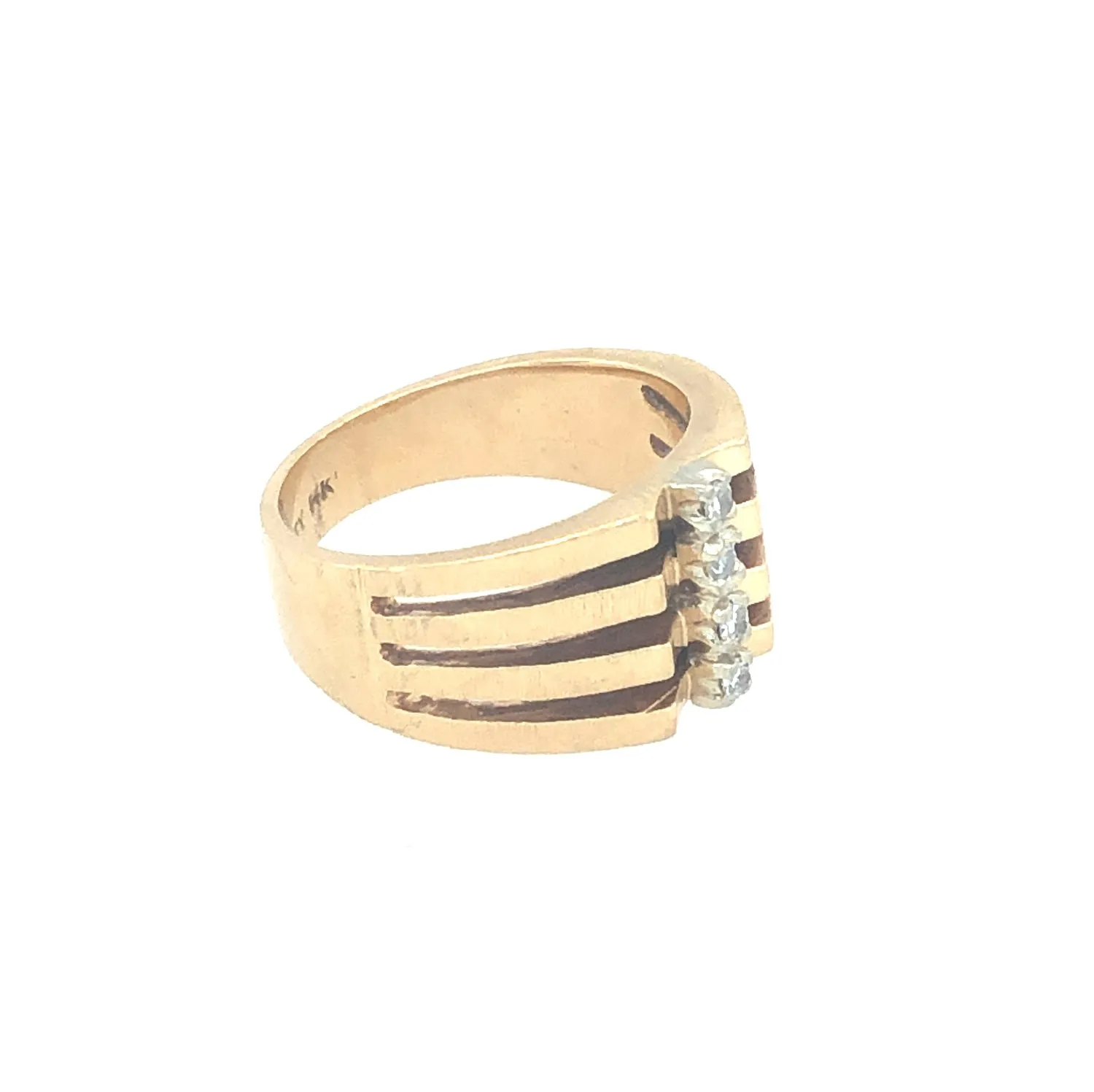 14k Gold and Diamond Modernist Ring