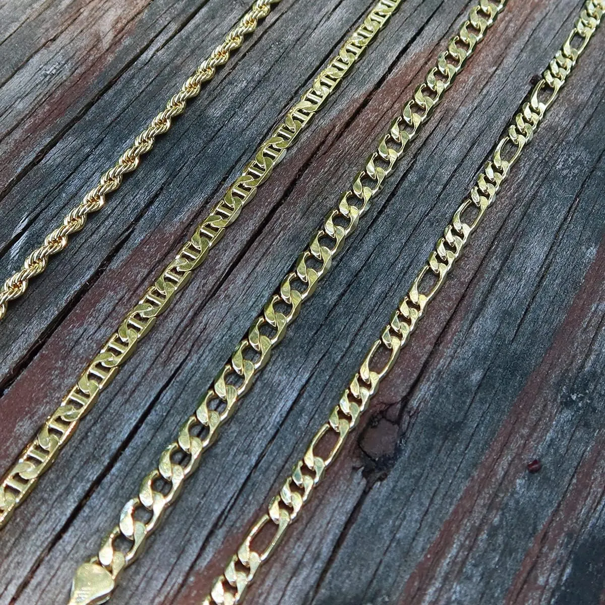 14K Gold Plated Link Chain Anklets Bracelet for Women - 5mm, 11 “ / Figaro Chain/Mariner Chain/Curb Chain/Rope Chain/Made In South Korea