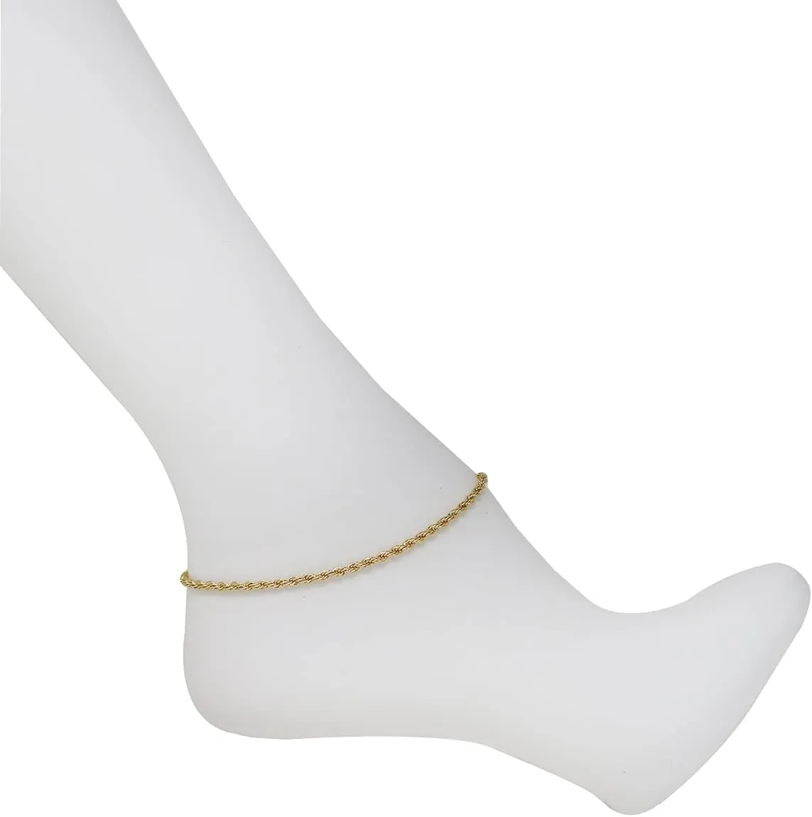 14K Gold Plated Link Chain Anklets Bracelet for Women - 5mm, 11 “ / Figaro Chain/Mariner Chain/Curb Chain/Rope Chain/Made In South Korea