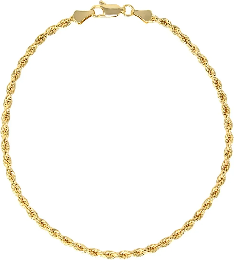 14K Gold Plated Link Chain Anklets Bracelet for Women - 5mm, 11 “ / Figaro Chain/Mariner Chain/Curb Chain/Rope Chain/Made In South Korea