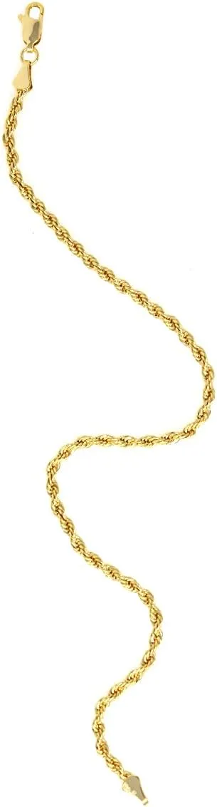 14K Gold Plated Link Chain Anklets Bracelet for Women - 5mm, 11 “ / Figaro Chain/Mariner Chain/Curb Chain/Rope Chain/Made In South Korea