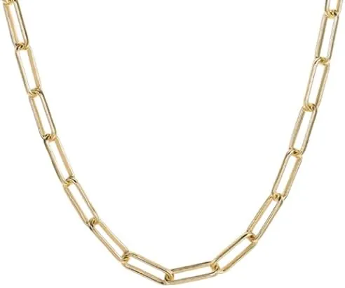 14K Gold Plated Link Chain Necklace - Gold paperclip chain - Gold linked chain choker - Gold rectangle Chain - Layered Link Chain Set
