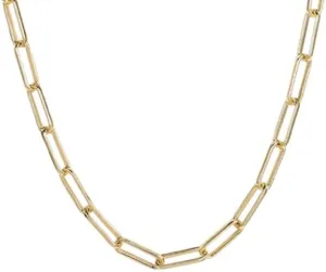 14K Gold Plated Link Chain Necklace - Gold paperclip chain - Gold linked chain choker - Gold rectangle Chain - Layered Link Chain Set