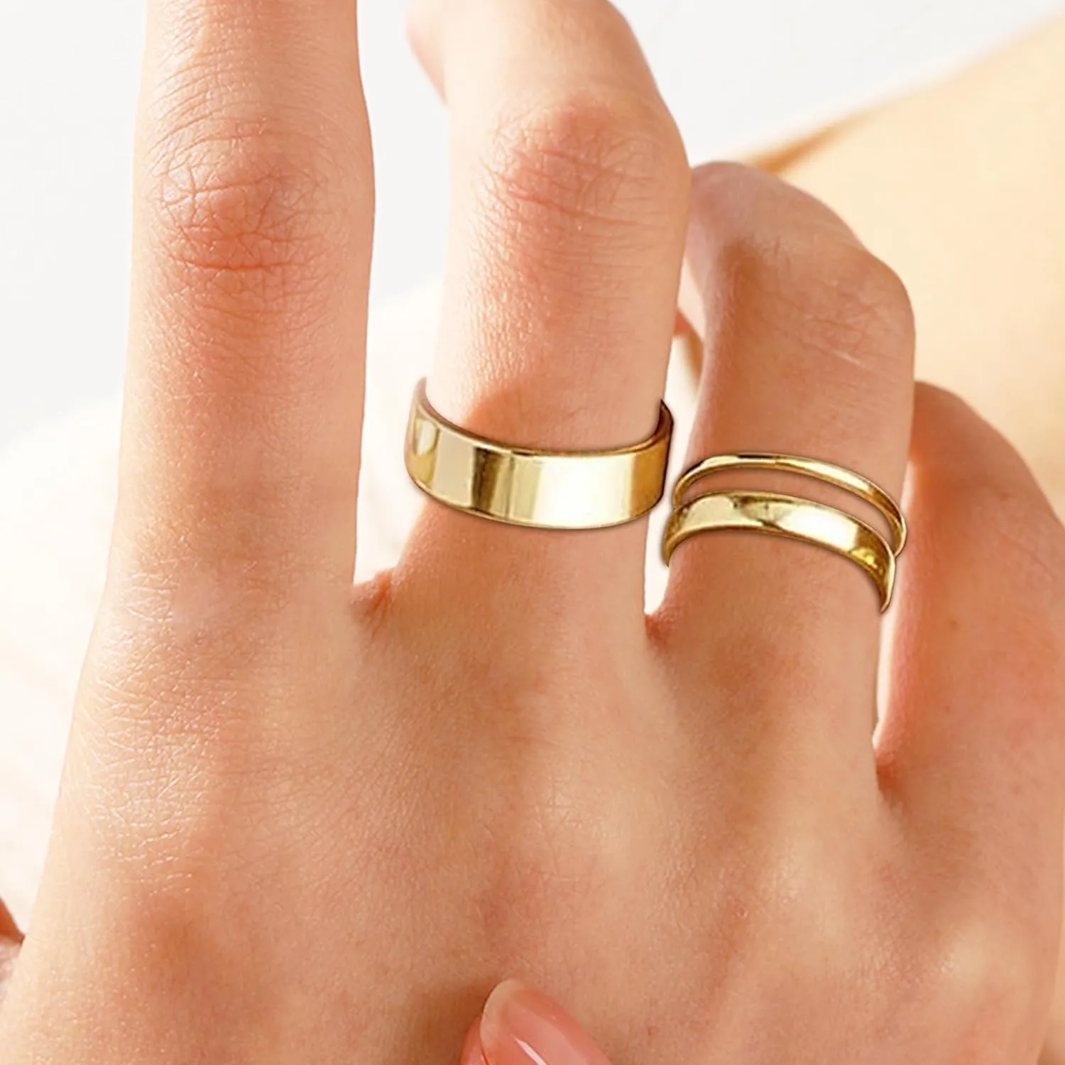 14K Gold Rings for Women Non Tarnish Gold Stackable Rings for Women Trendy Dainty Thumb Pinky Statement Band Ring Minimalist Jewelry