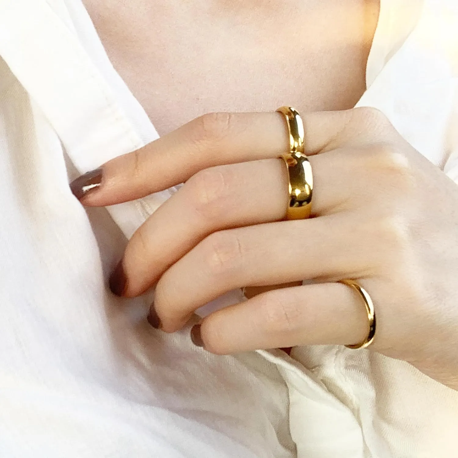 14K Gold Rings for Women Non Tarnish Gold Stackable Rings for Women Trendy Dainty Thumb Pinky Statement Band Ring Minimalist Jewelry