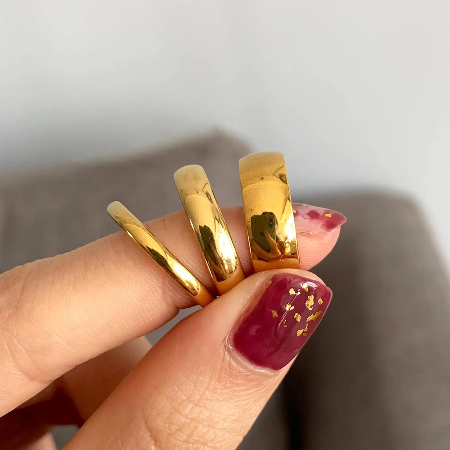 14K Gold Rings for Women Non Tarnish Gold Stackable Rings for Women Trendy Dainty Thumb Pinky Statement Band Ring Minimalist Jewelry