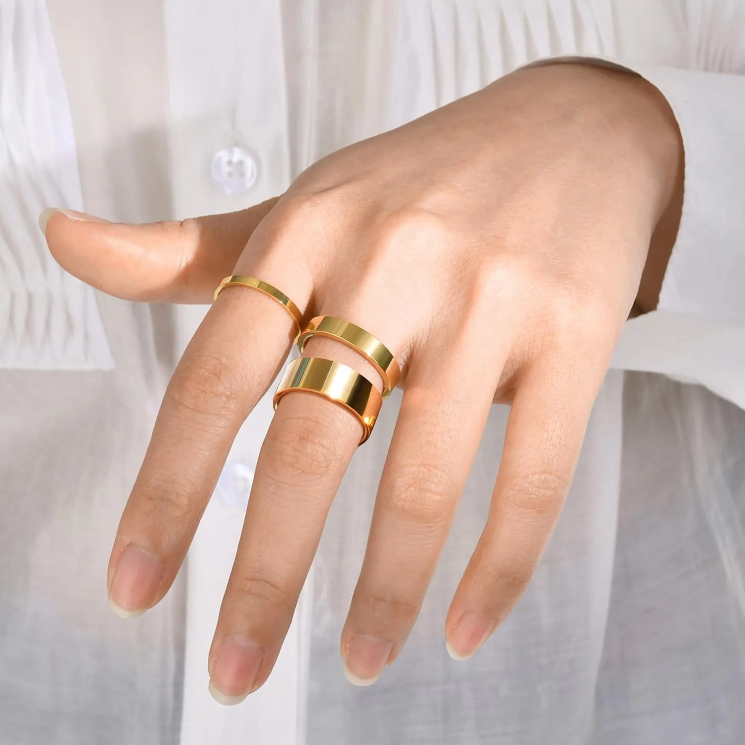 14K Gold Rings for Women Non Tarnish Gold Stackable Rings for Women Trendy Dainty Thumb Pinky Statement Band Ring Minimalist Jewelry
