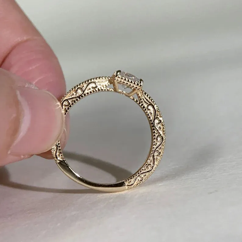 14k Gold Vermeil Cubic Zirconia Vintage Solitaire Rings