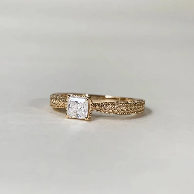 14k Gold Vermeil Cubic Zirconia Vintage Solitaire Rings