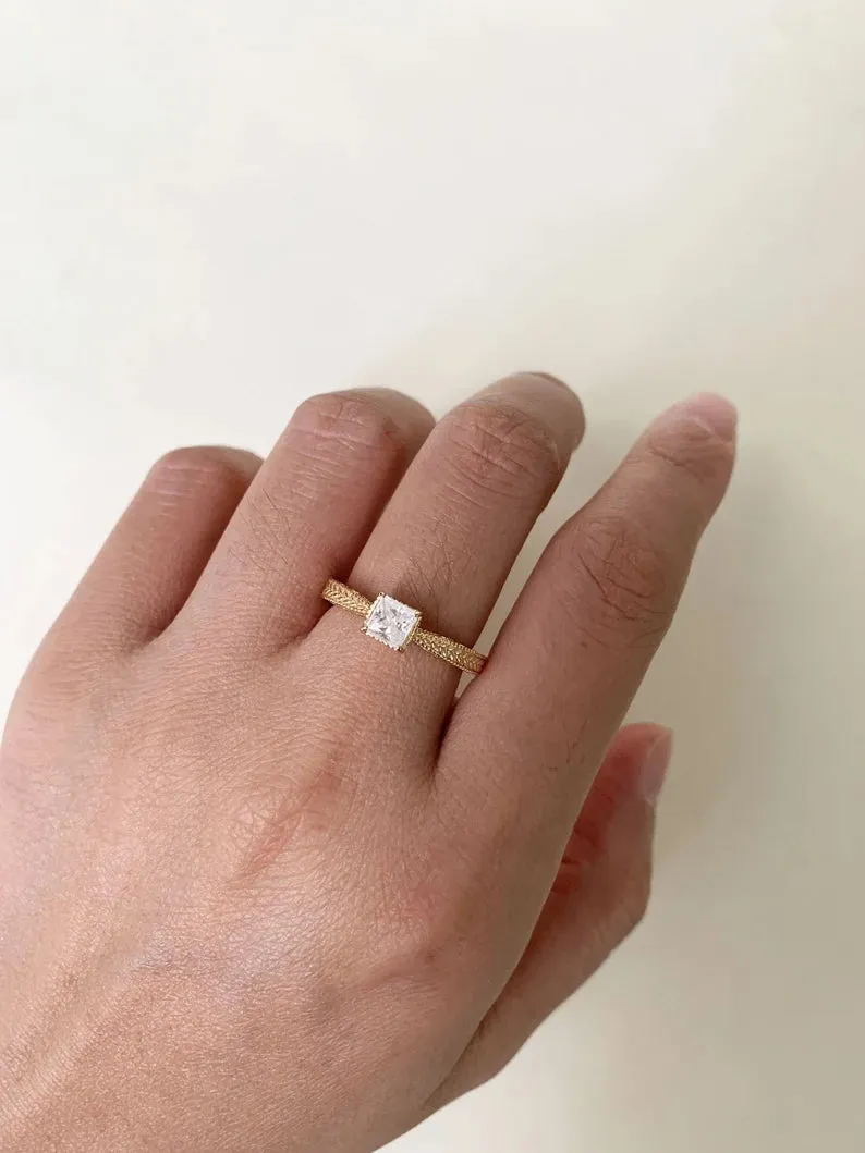 14k Gold Vermeil Cubic Zirconia Vintage Solitaire Rings