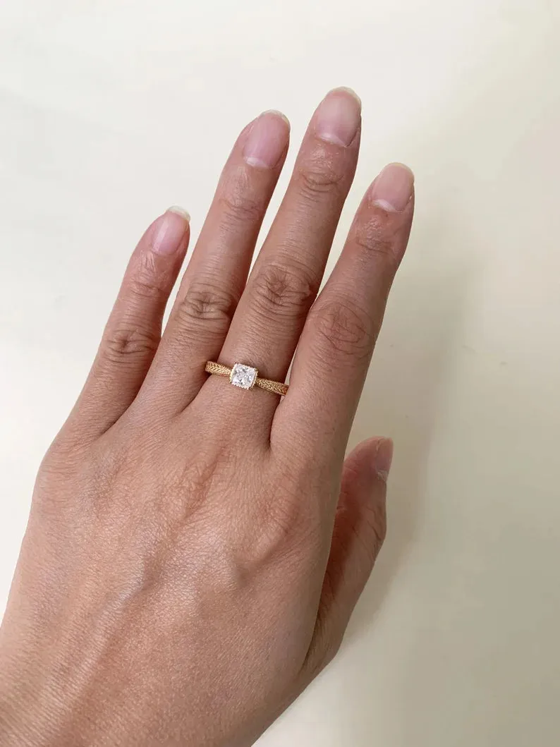 14k Gold Vermeil Cubic Zirconia Vintage Solitaire Rings
