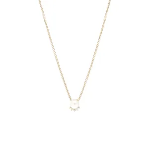 14k Pearl & Diamond Crown Necklace
