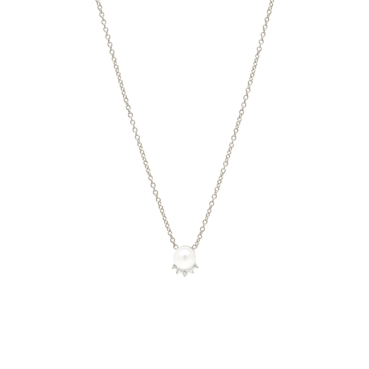 14k Pearl & Diamond Crown Necklace