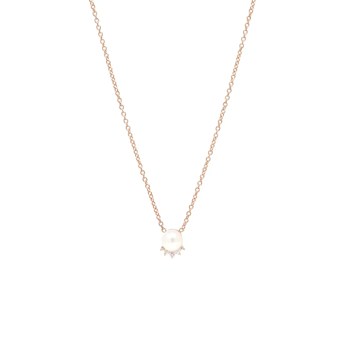 14k Pearl & Diamond Crown Necklace