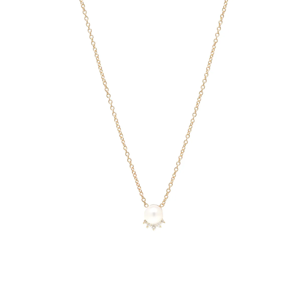14k Pearl & Diamond Crown Necklace