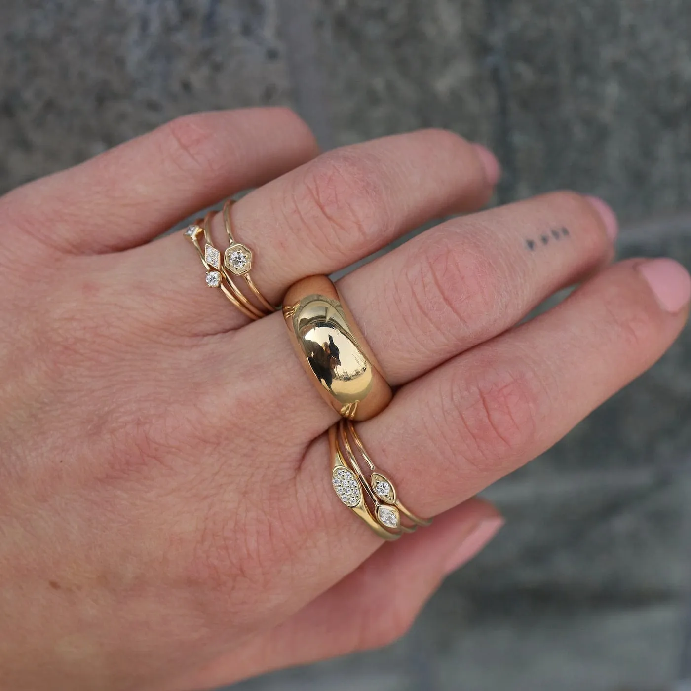 14k Small Marquise Diamond Ring