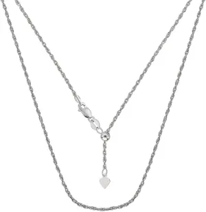 14k SOLID Yellow or White Gold 1.00MM Adjustable Rope Chain Necklace For Pendants And Charms (Adjustable Upto 22") Jewelry For Women