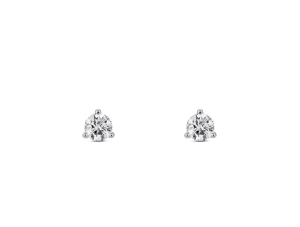 14K White Gold 0.31ctw Round Diamond Solitaire Stud Earrings