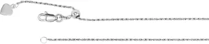 14k White Gold 1mm Adjustable Rope 22" Chain