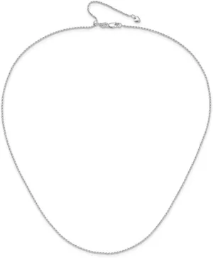 14K White Gold Adjustable 1.2mm Diamond Cut Rope Chain Necklace
