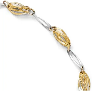14k Yellow and White Gold Two Tone Unique Link Anklet - with Secure Lobster Lock Clasp 10" (Width = 5mm)