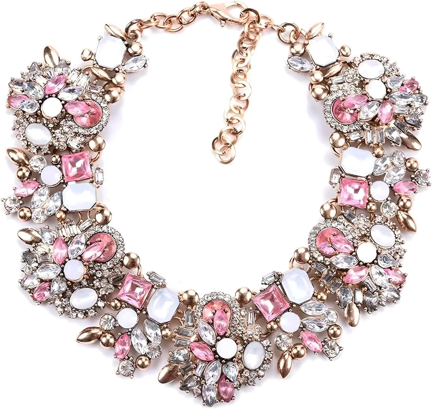 14K Yellow Gold Bib Necklace For Mrs Jewelry, ZA Indian Emerald Colorful Beaded Statement Choker Women, Black Crystal Chunky Rhinestone Large Collar Big Bib Necklace Jewelry