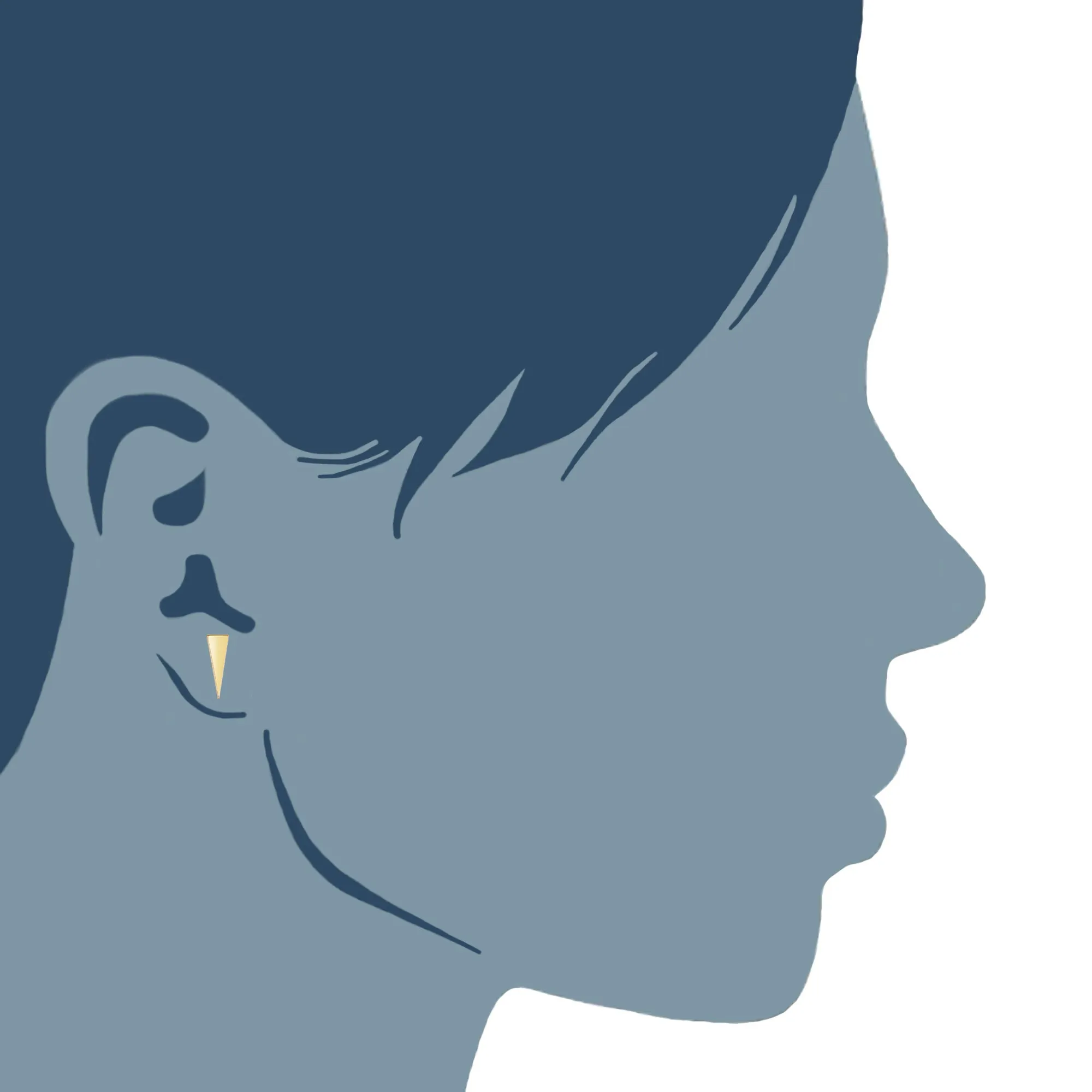 14K Yellow Gold Long Triangle Climber Stud Earrings
