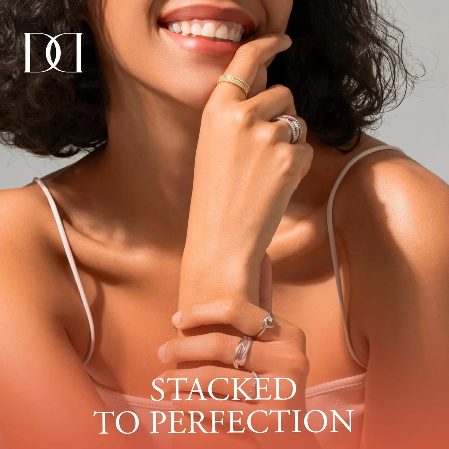 14K/18K Gold Plated Chunky Stackable Rings Set for Couples | 2 Heart Statement Bands Set | Stacking Rings for Women & Men | Size 4-12