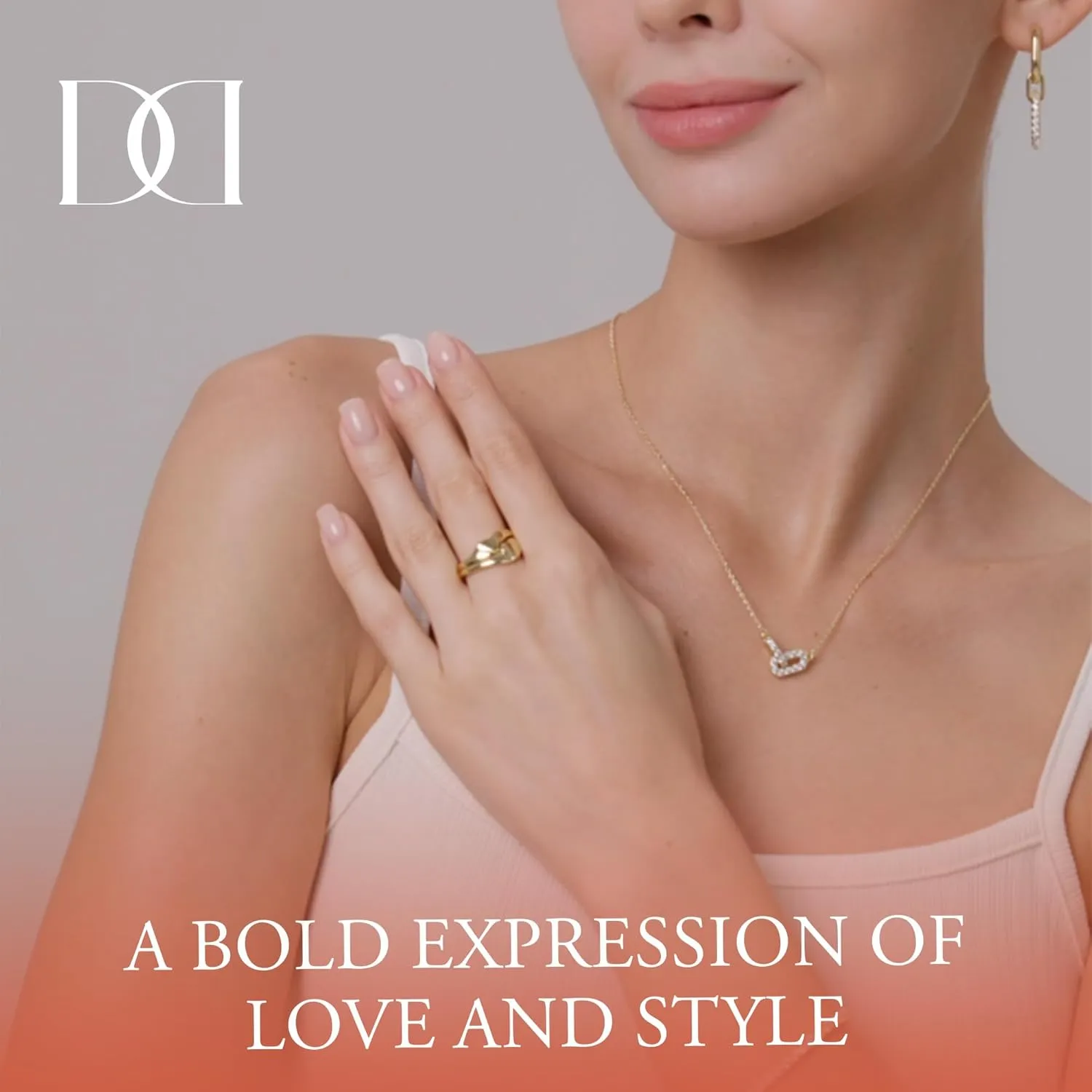 14K/18K Gold Plated Chunky Stackable Rings Set for Couples | 2 Heart Statement Bands Set | Stacking Rings for Women & Men | Size 4-12