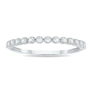 1/5 Carat TW Beaded Crown Setting Diamond Wedding Band in 10K White Gold