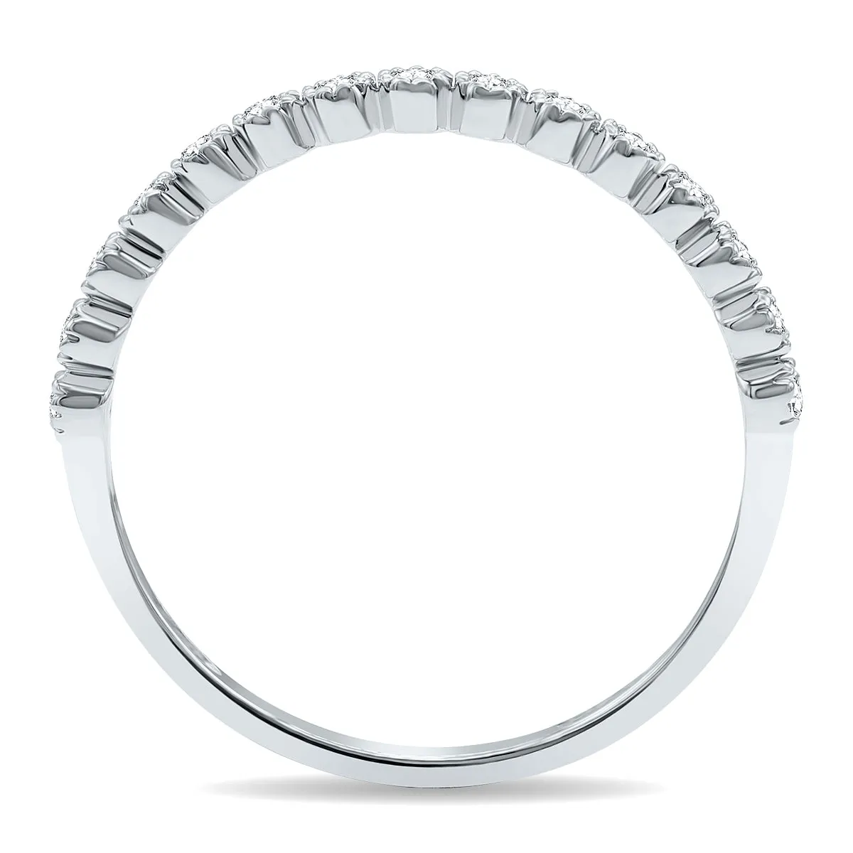 1/5 Carat TW Beaded Crown Setting Diamond Wedding Band in 10K White Gold