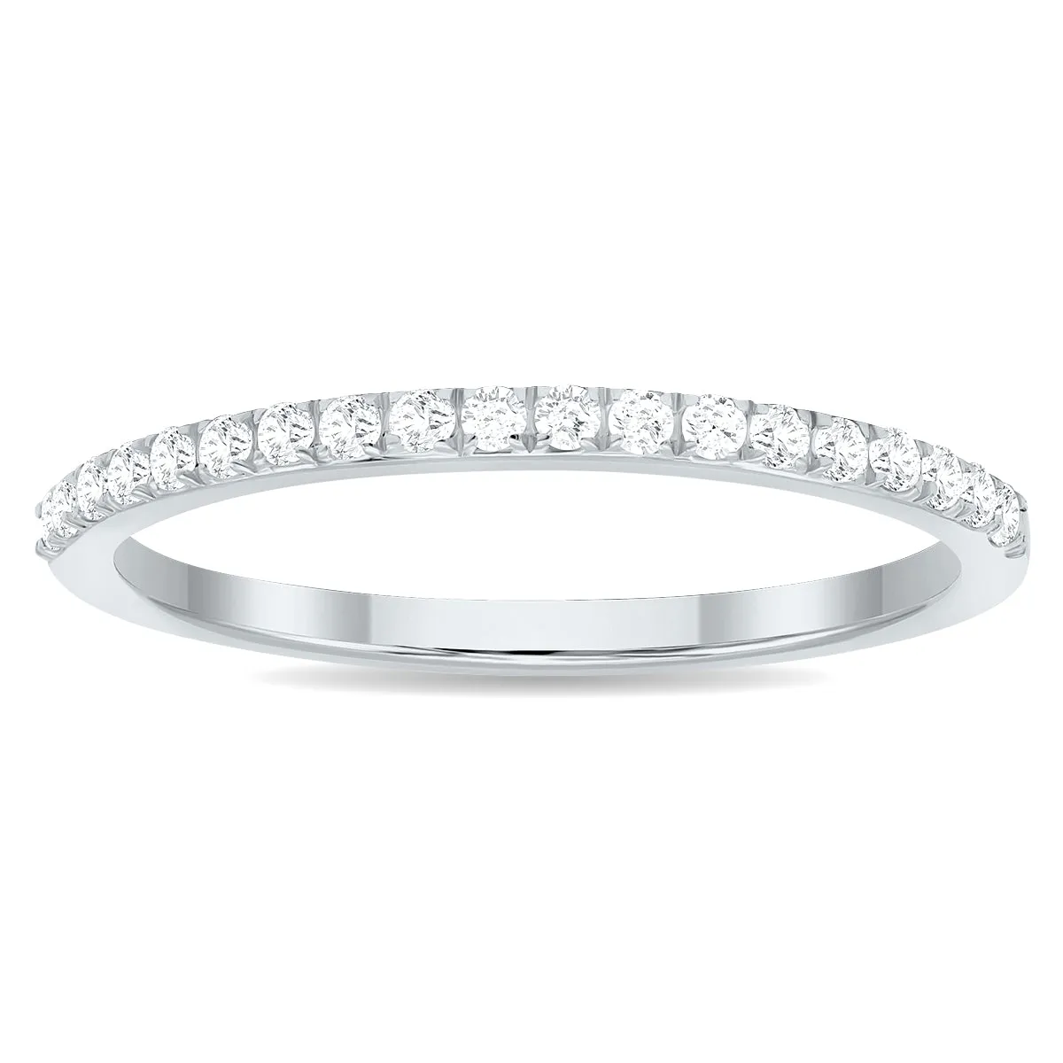 1/5 Carat TW Thin Diamond Wedding Band in 10K White Gold