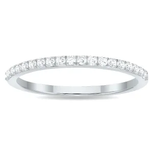1/5 Carat TW Thin Diamond Wedding Band in 10K White Gold
