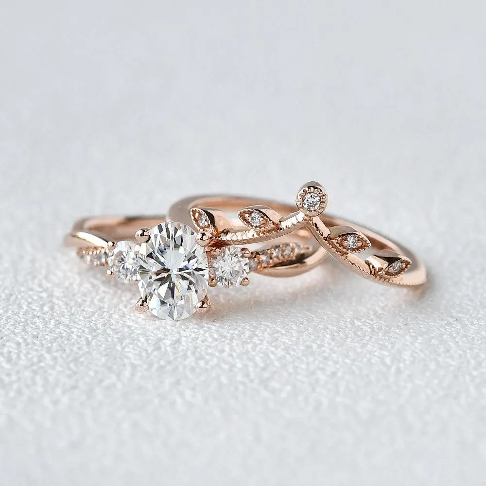 1.5ct Moissanite Set 2pcs Unique Ring
