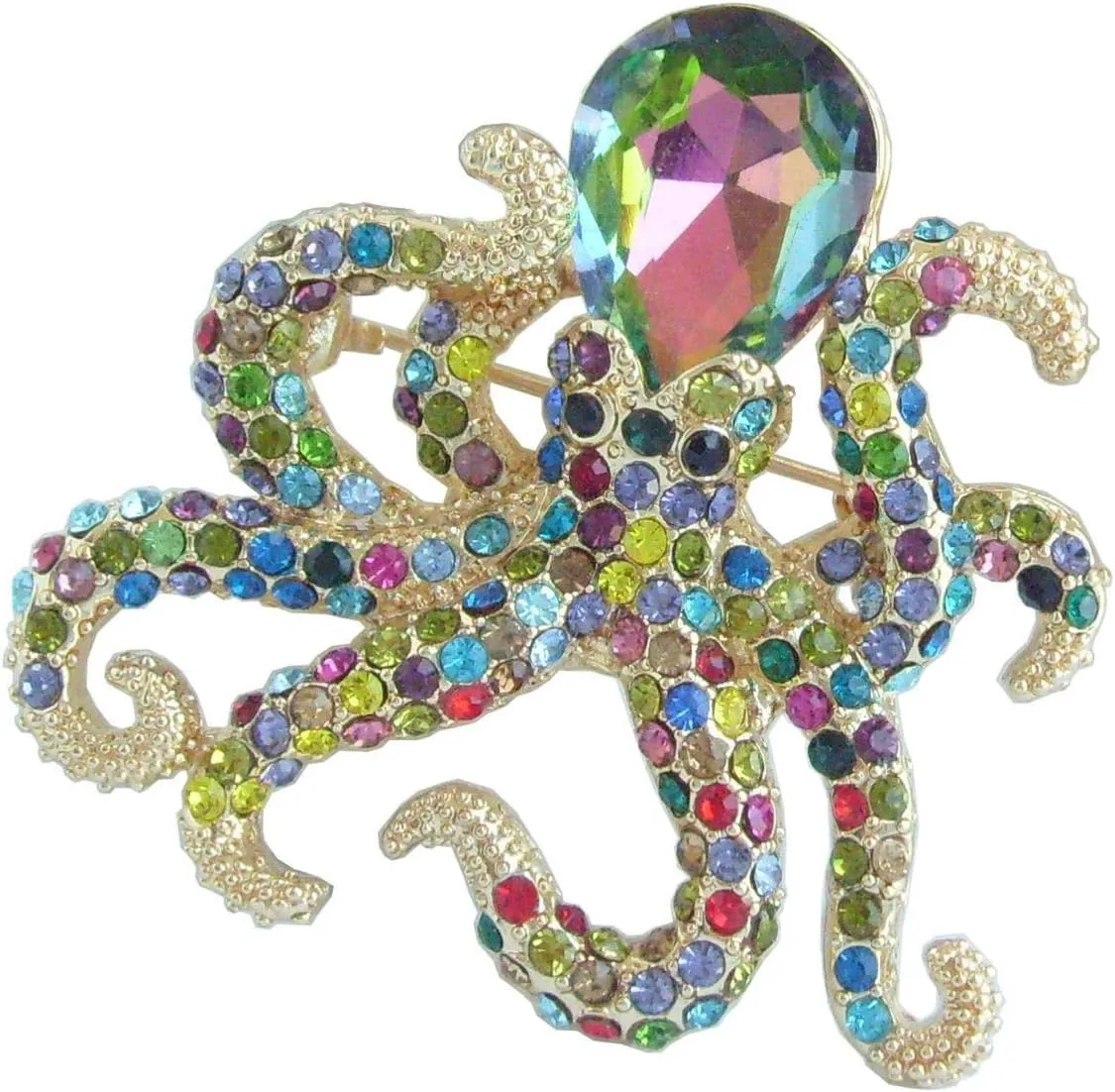 1.77" Animal Octopus Brooch Pin Pendant Rhinestone Crystal BZ083