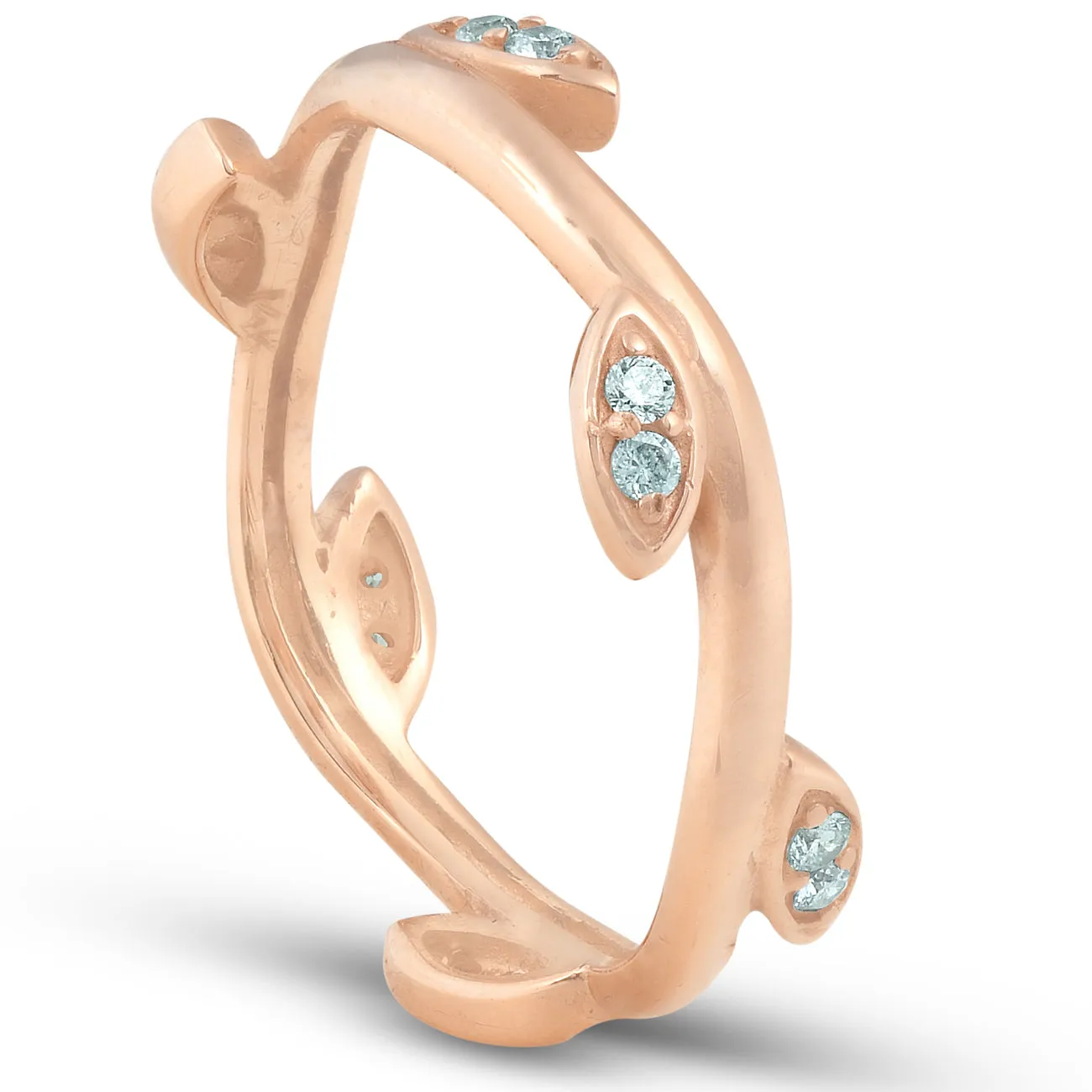 1/8CT Diamond Vine Leaf Ring 14K Rose Gold