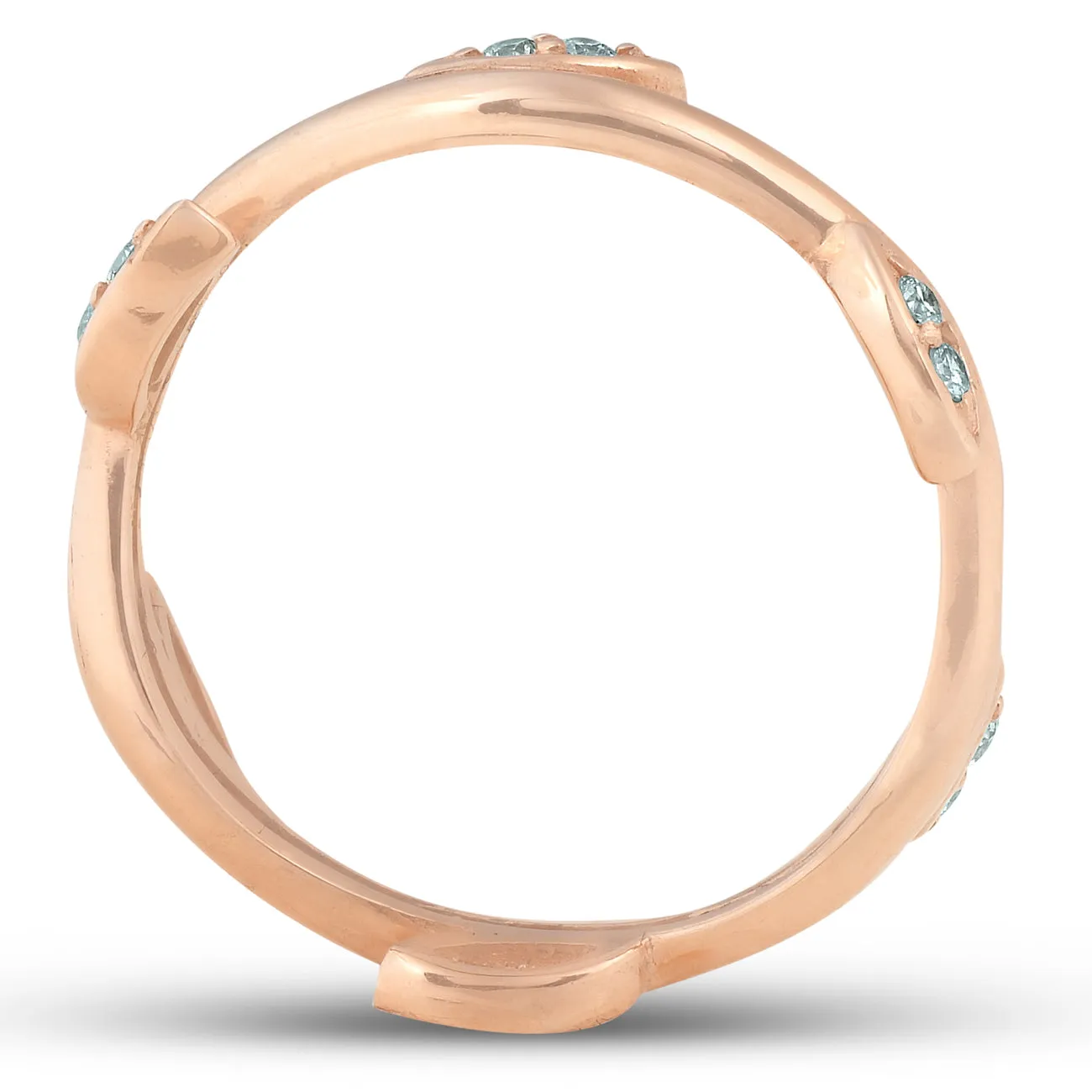 1/8CT Diamond Vine Leaf Ring 14K Rose Gold