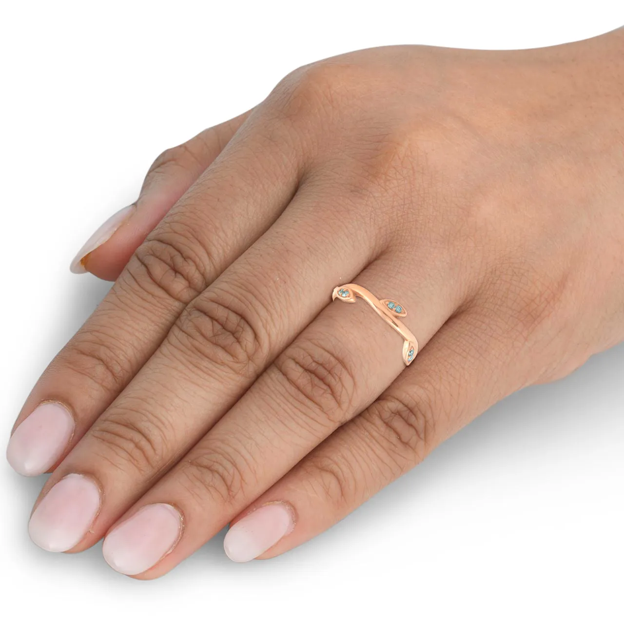 1/8CT Diamond Vine Leaf Ring 14K Rose Gold