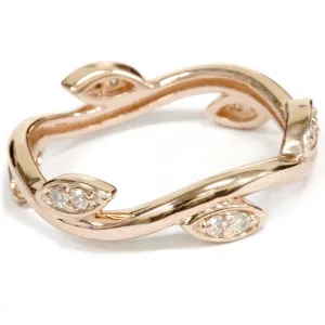 1/8CT Diamond Vine Leaf Ring 14K Rose Gold