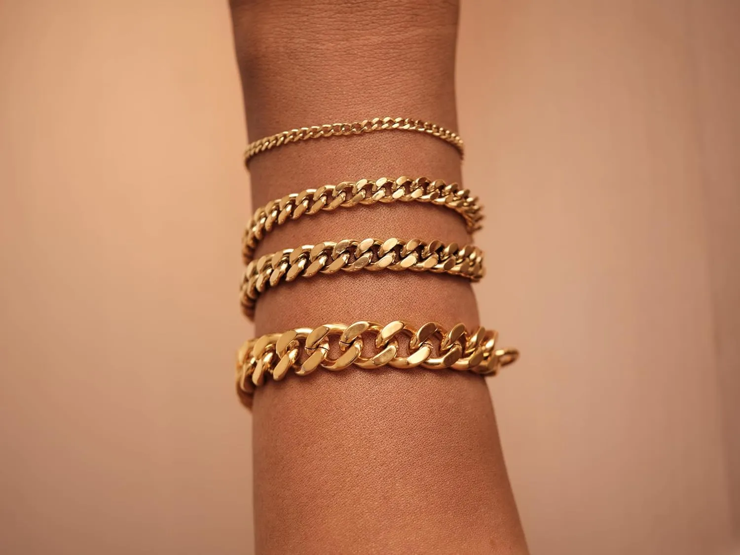 18K Gold PVD Coating Cuban Chain Bracelet for Women, 3mm Cuban Chain, 6mm Cuban Chain, 8mm Cuban Chain Bracelet, Linked Chain Bracelet, Curb Chain Bracelet