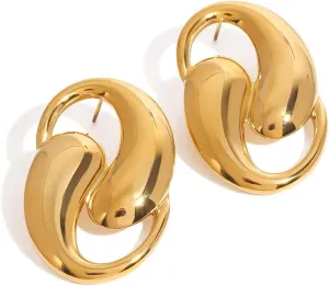 18K Gold Stainless Steel Hollow Waterdrop Earrings Modern Minimalist Elegant Dangle Jewelry for Women