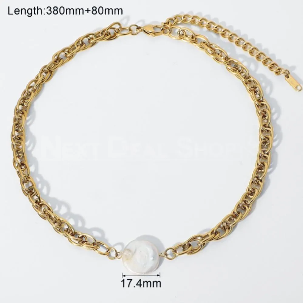 18K Plated Gold Pearl Necklace