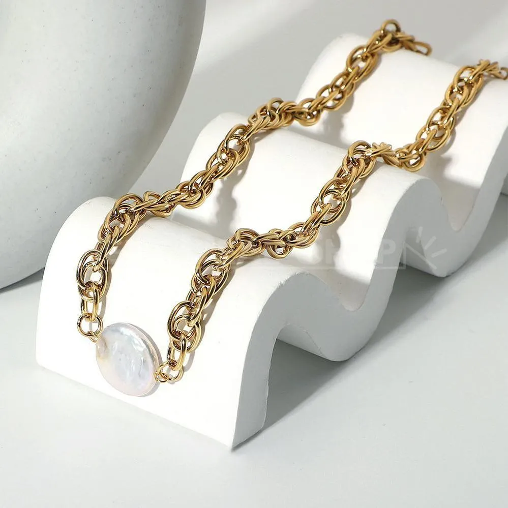 18K Plated Gold Pearl Necklace