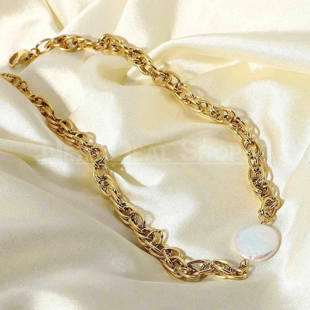 18K Plated Gold Pearl Necklace