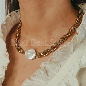 18K Plated Gold Pearl Necklace