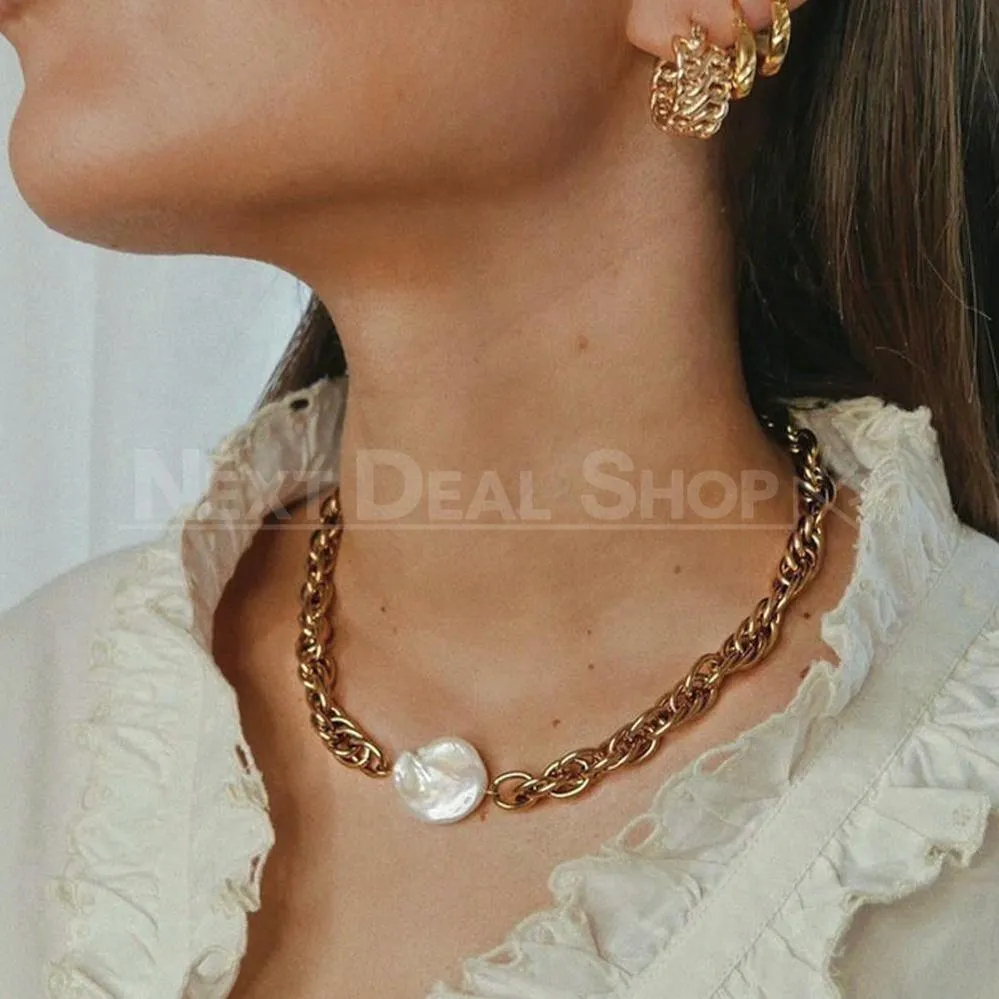 18K Plated Gold Pearl Necklace
