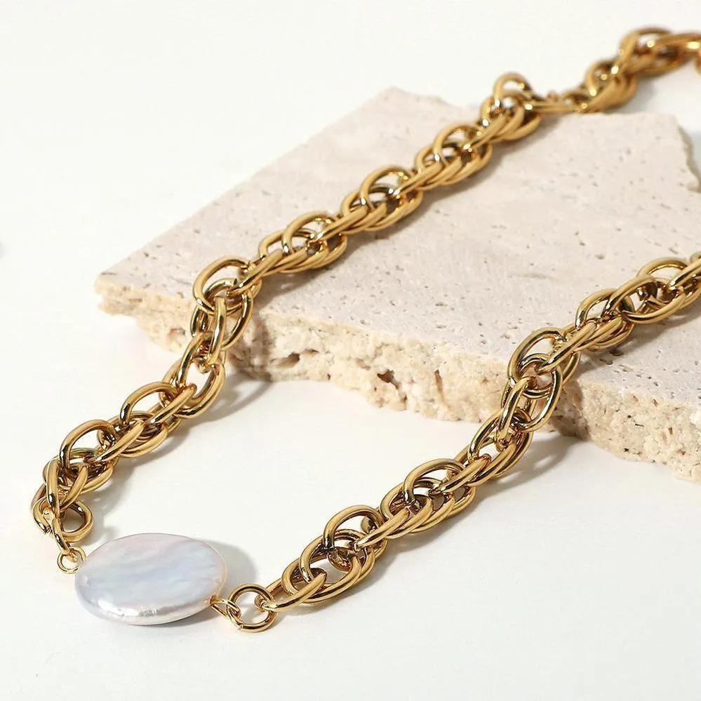 18K Plated Gold Pearl Necklace