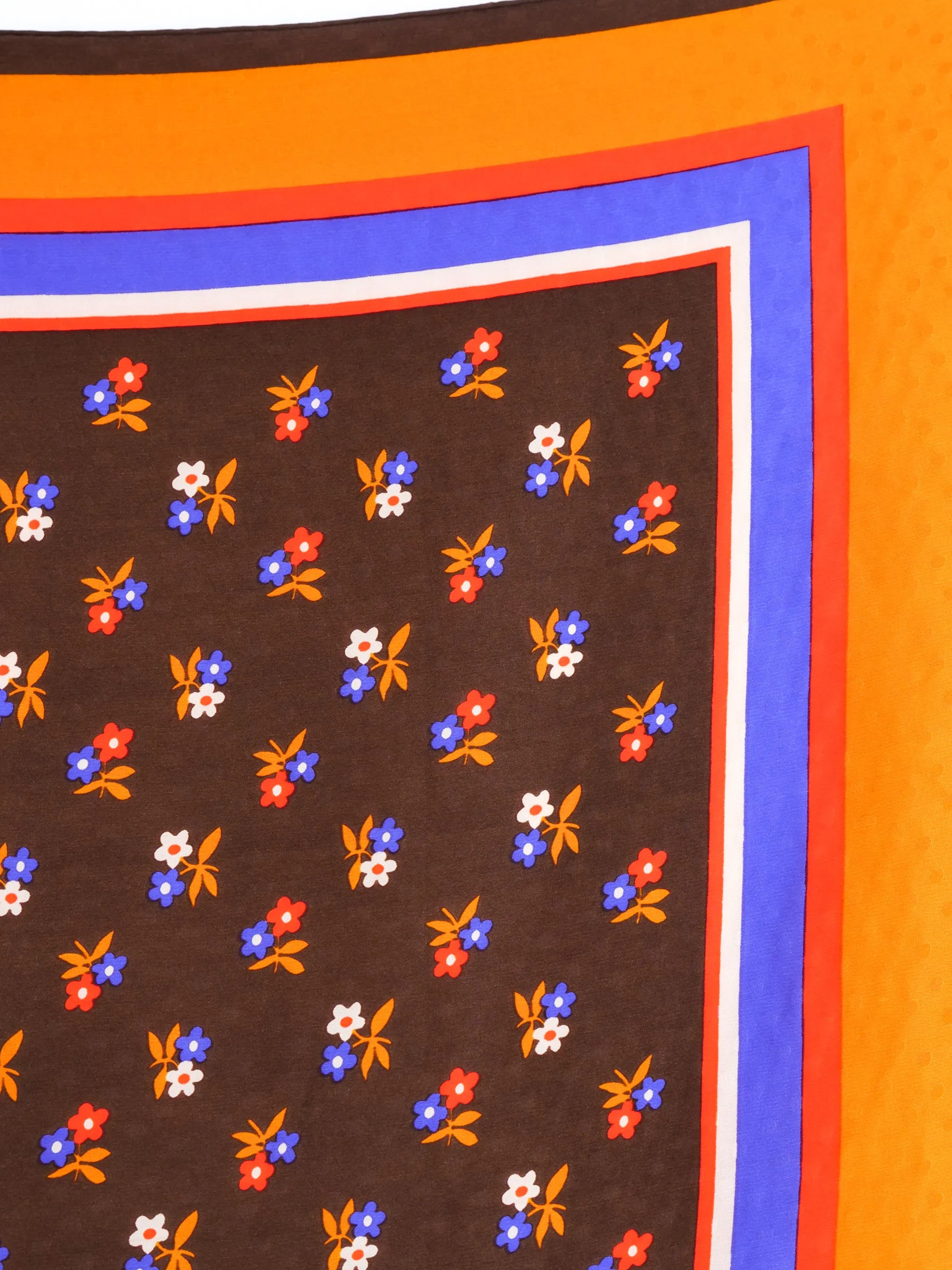 1970s Yves Saint Laurent Floral Silk Scarf