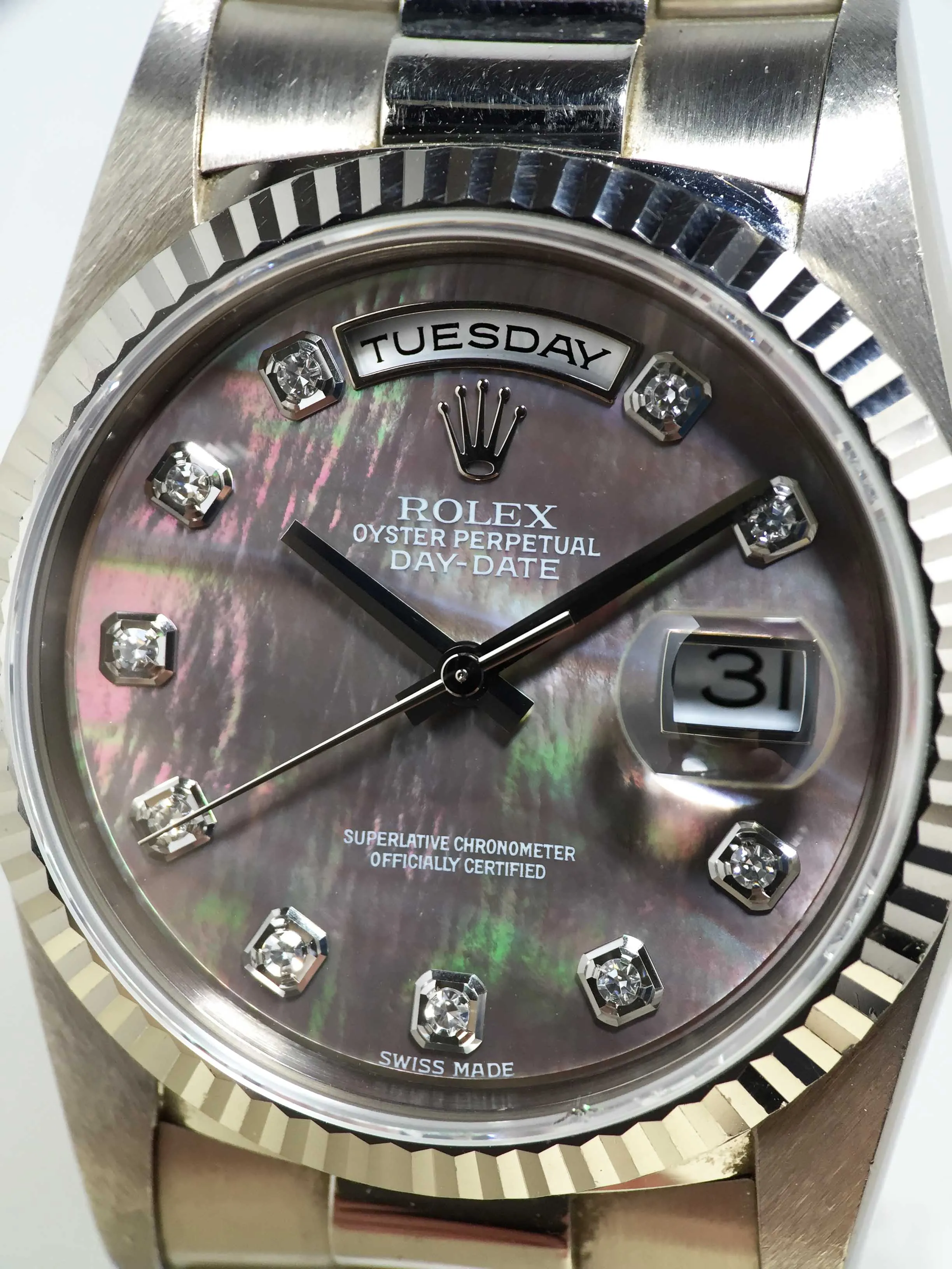 1990 Rolex Day Date Tahitian Mother of Pearl Diamond Dial Ref. 18239