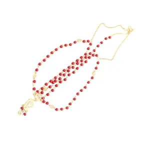 1Pc Gothic Pearl Headband for Women Retro Beading Tassel Hair Chain Accessory Style Forehead Band Red Vintage Fashion Hairband for Ladies